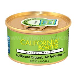 Ароматизатор воздуха на панель приборов CALIFORNIA Spillproof Organic, банка Malibu Melon